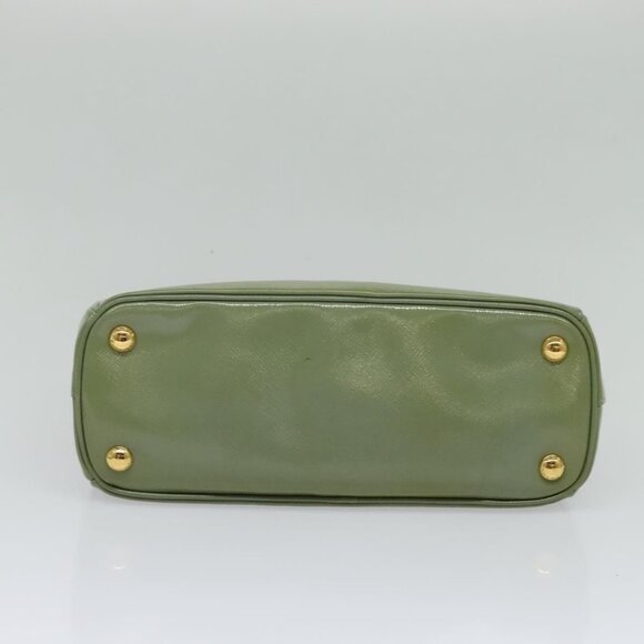 PRADA Galleria Hand Bag Safiano leather 2way Green Gold Auth - Picture 6 of 16